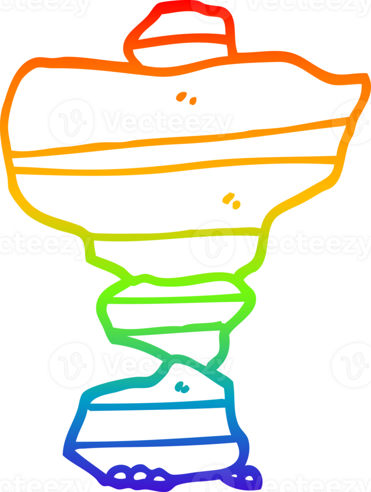 rainbow gradient line drawing of a cartoon of stacked stones png