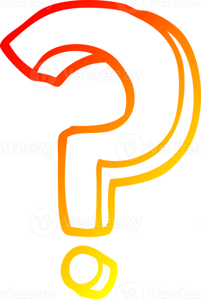 warm gradient line drawing of a cartoon question mark png