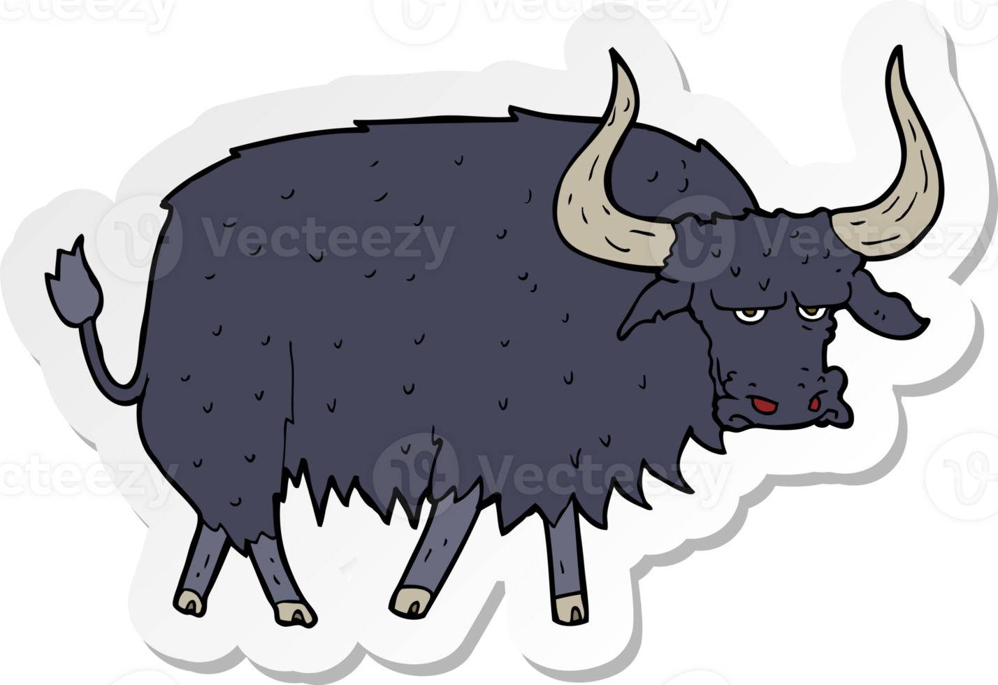 sticker of a cartoon annoyed hairy ox png