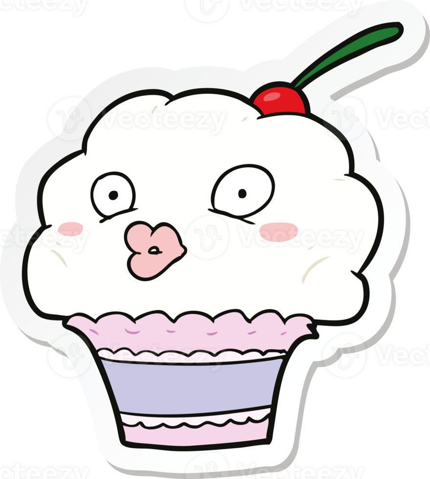 sticker of a cartoon cupcake png