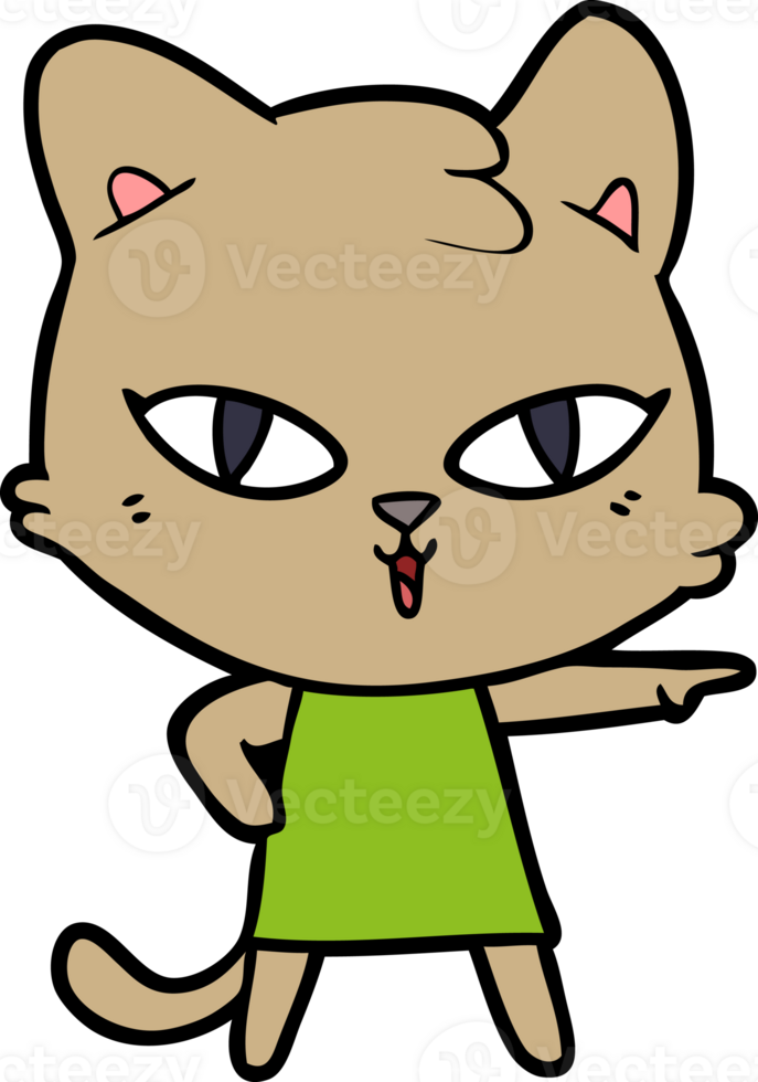 cartoon cat in dress pointing png