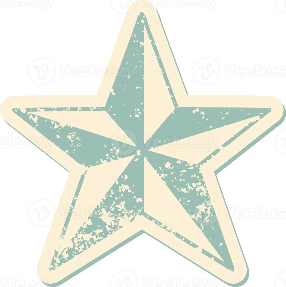 iconic distressed sticker tattoo style image of a star png