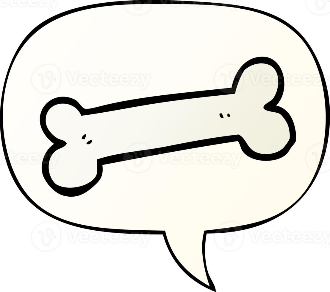 cartoon bone with speech bubble in smooth gradient style png