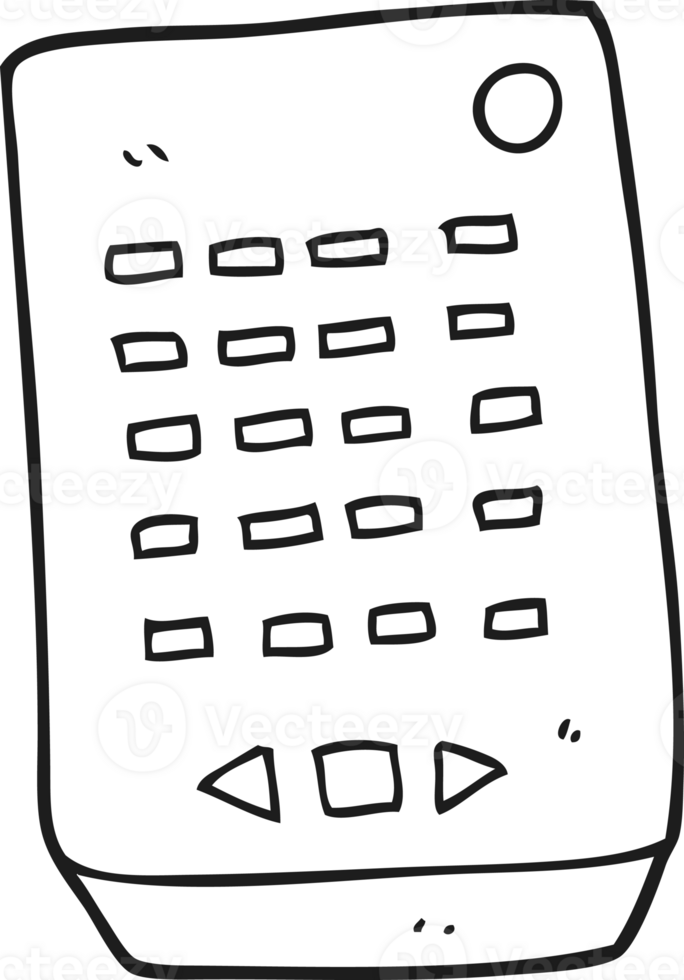 hand drawn black and white cartoon remote control png