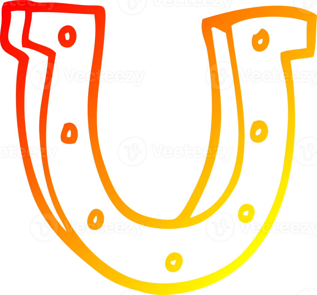 warm gradient line drawing of a cartoon gold horse shoe png