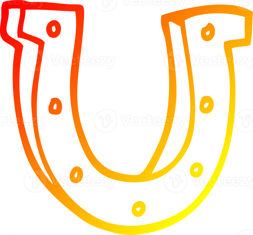 calentar degradado línea dibujo de un dibujos animados oro caballo zapato png
