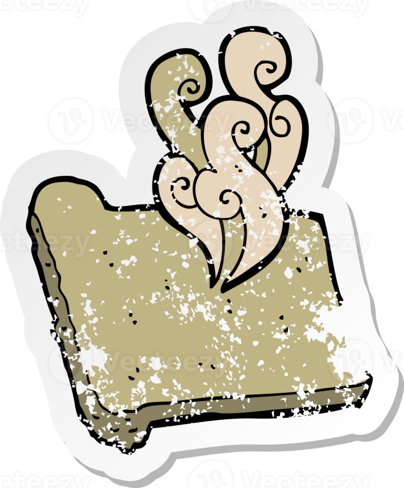 retro distressed sticker of a cartoon hot toast png