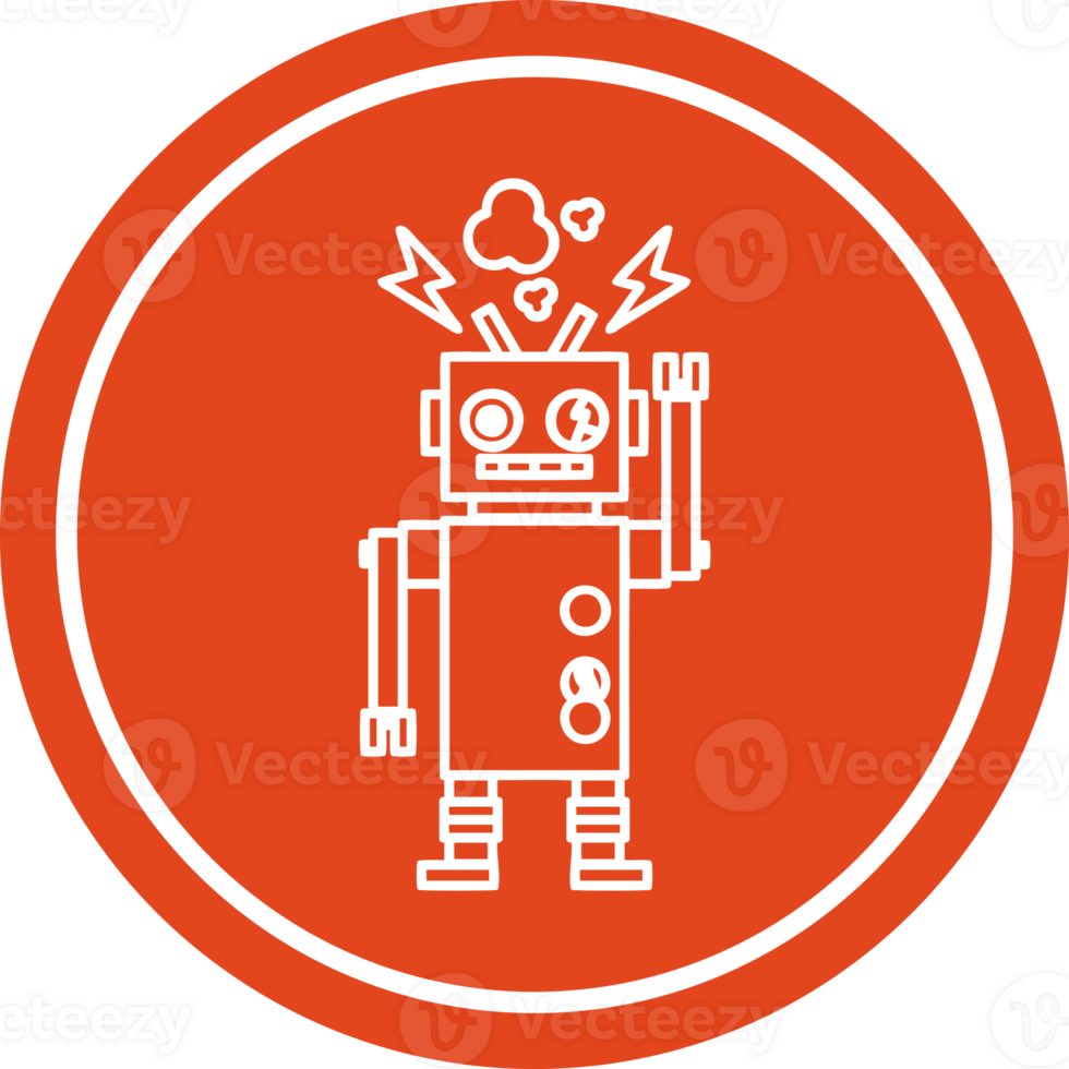 malfunctioning robot circular icon symbol png