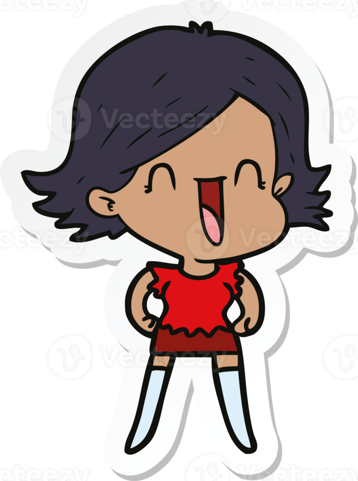 sticker of a cartoon happy woman png