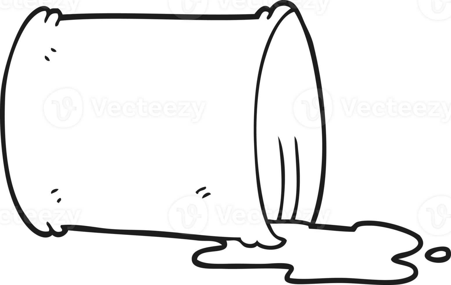 hand drawn black and white cartoon spilled oil drum png