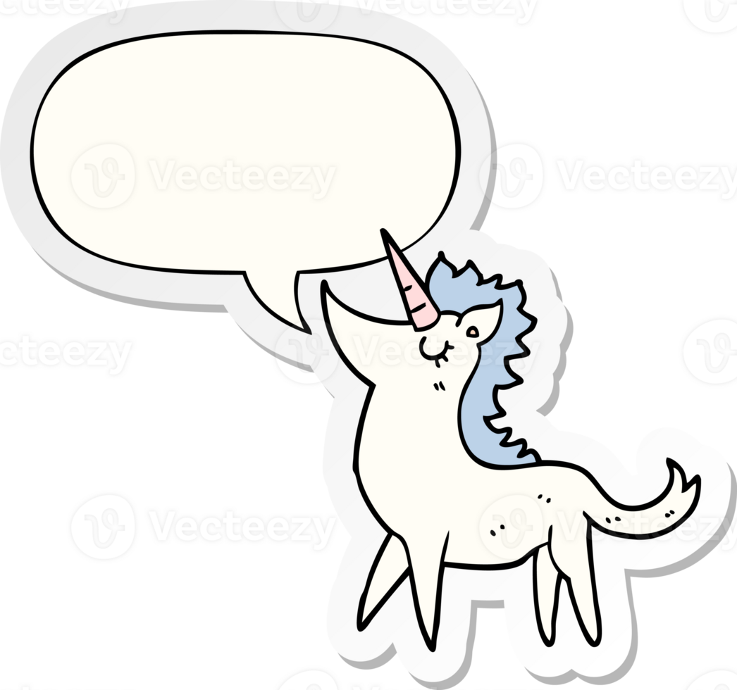 cartoon unicorn with speech bubble sticker png