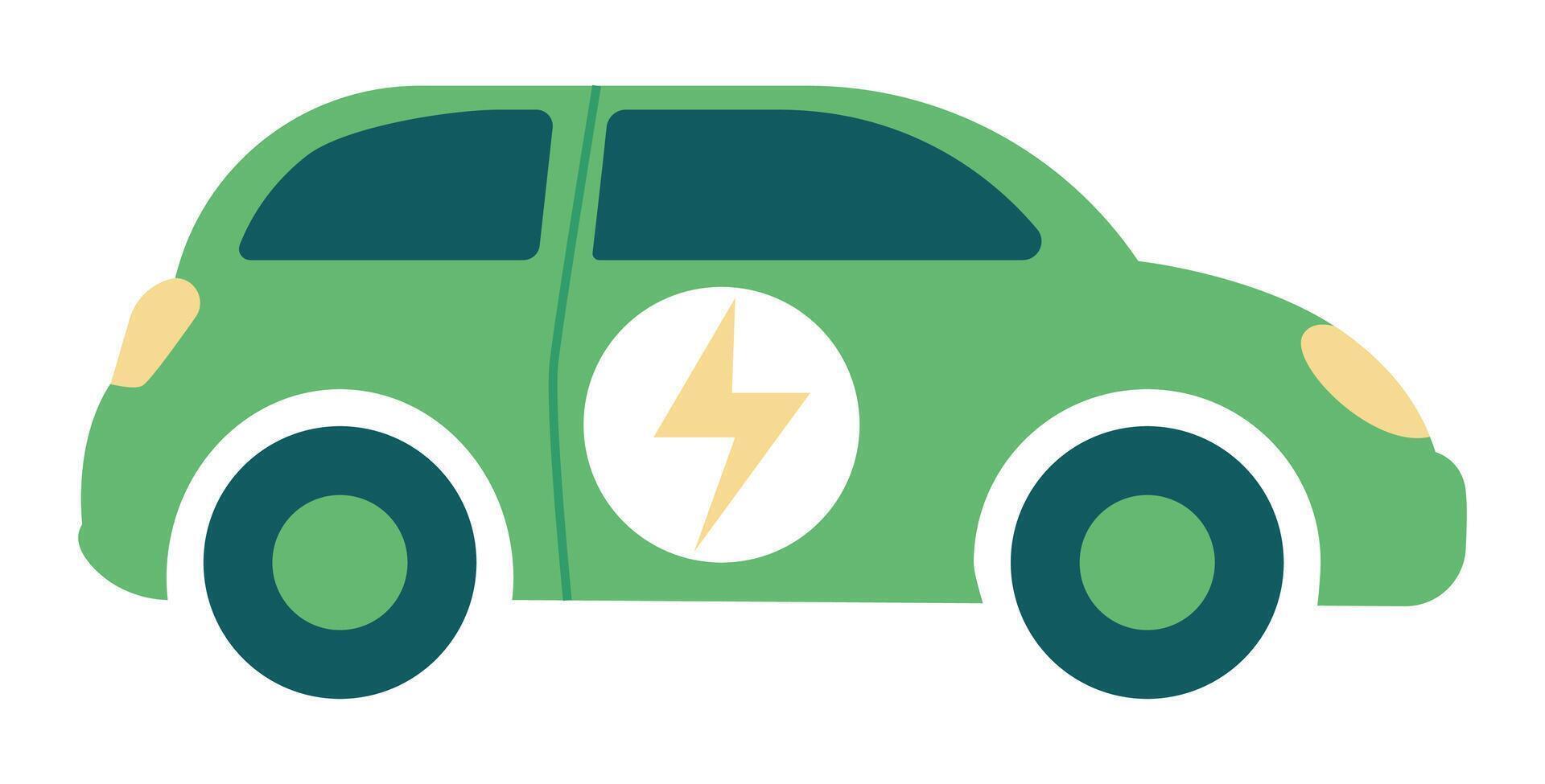 eléctrico coche en plano diseño. eco alternativa verde automóvil con recargar. ilustración aislado. vector