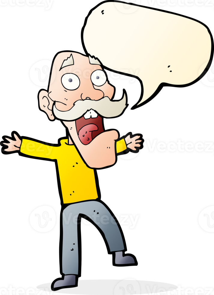 cartoon shocked old man with speech bubble png