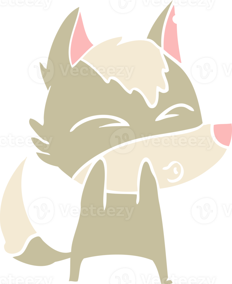 flat color style cartoon wolf whistling png