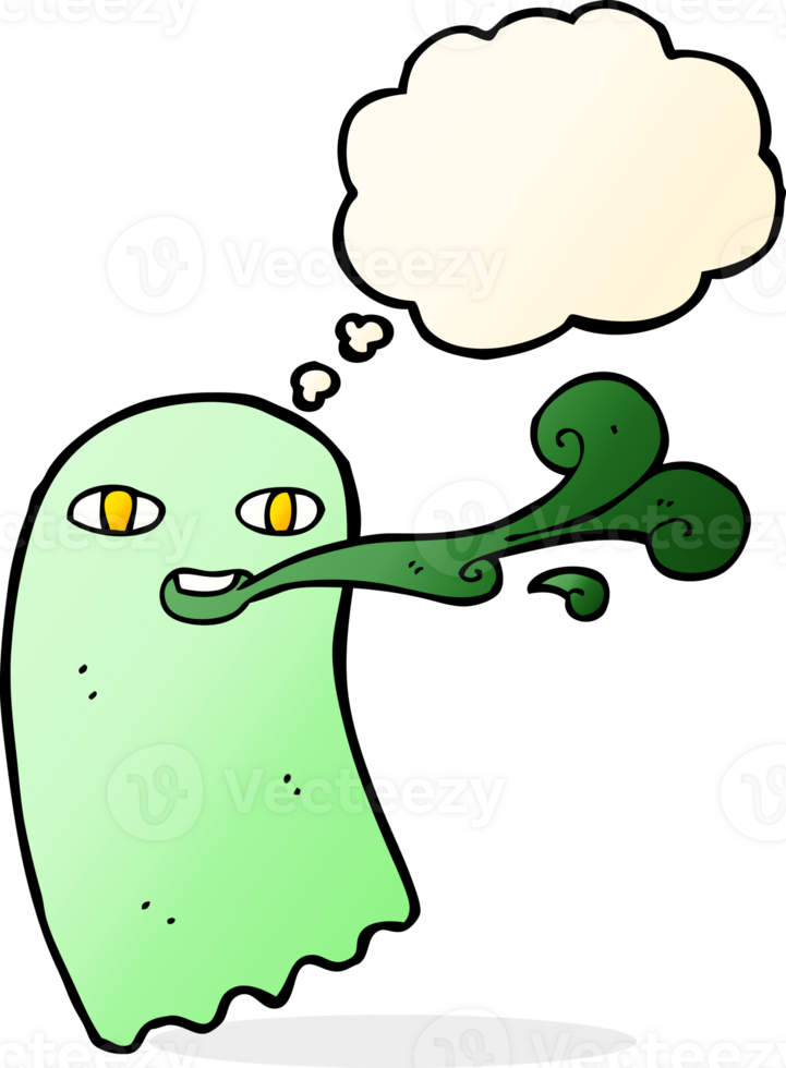 funny cartoon ghost with thought bubble png
