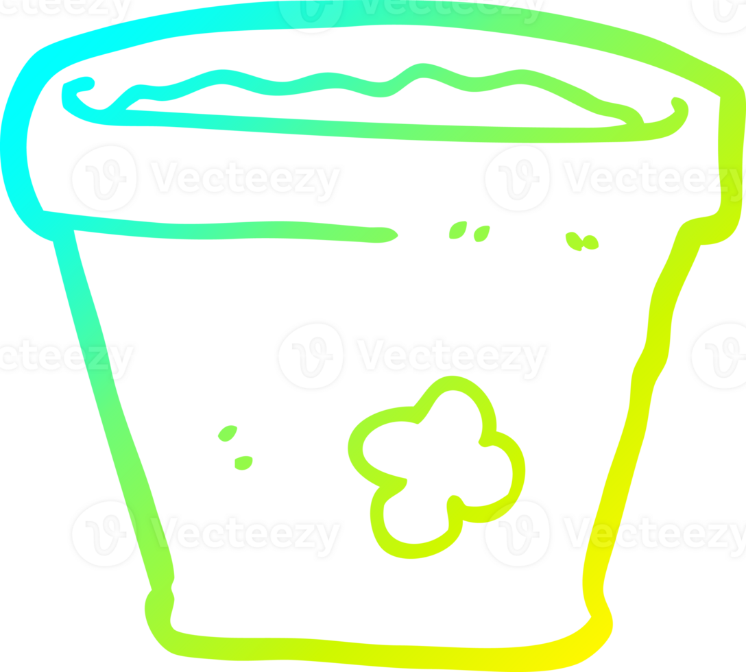 cold gradient line drawing of a cartoon plant pot png