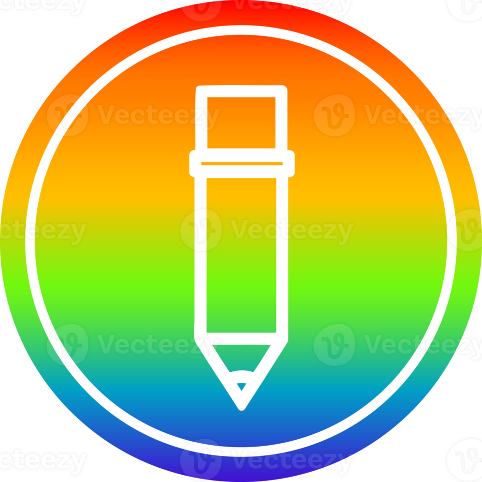 simple pencil circular icon with rainbow gradient finish png
