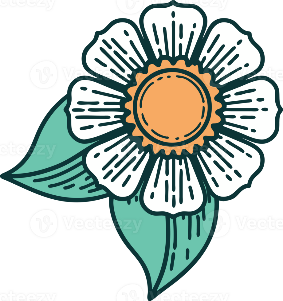 iconic tattoo style image of a flower png