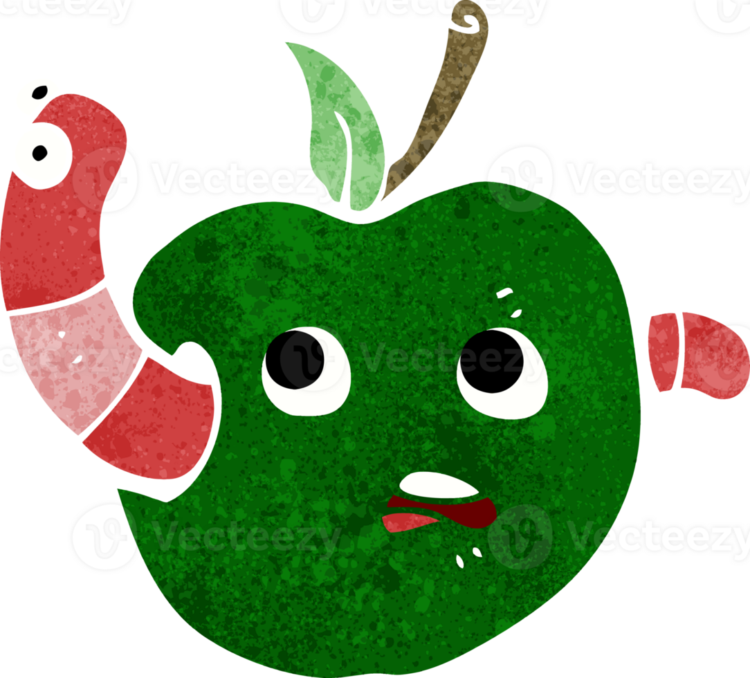 cartoon worm in apple png