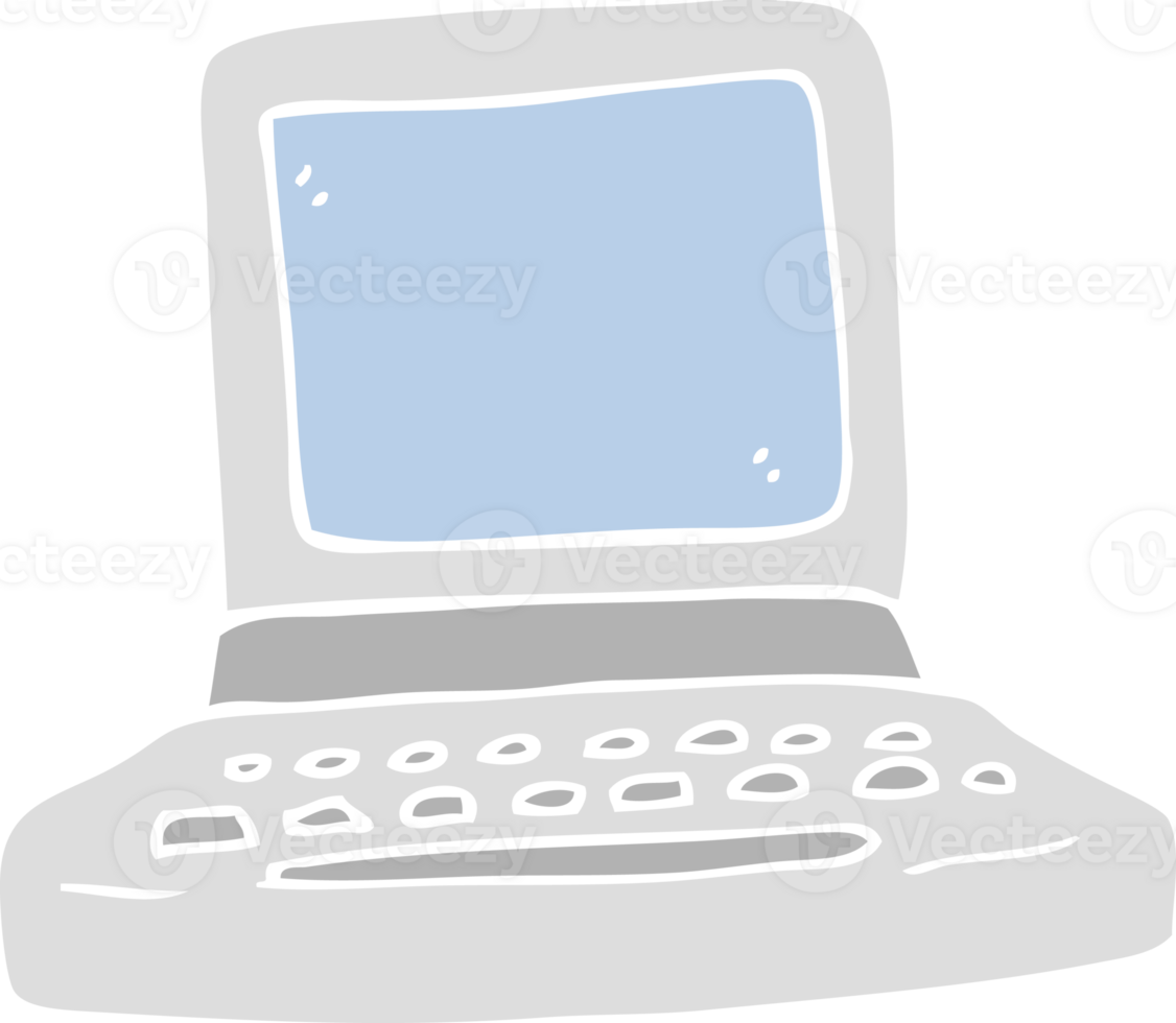 flat color illustration of old computer png