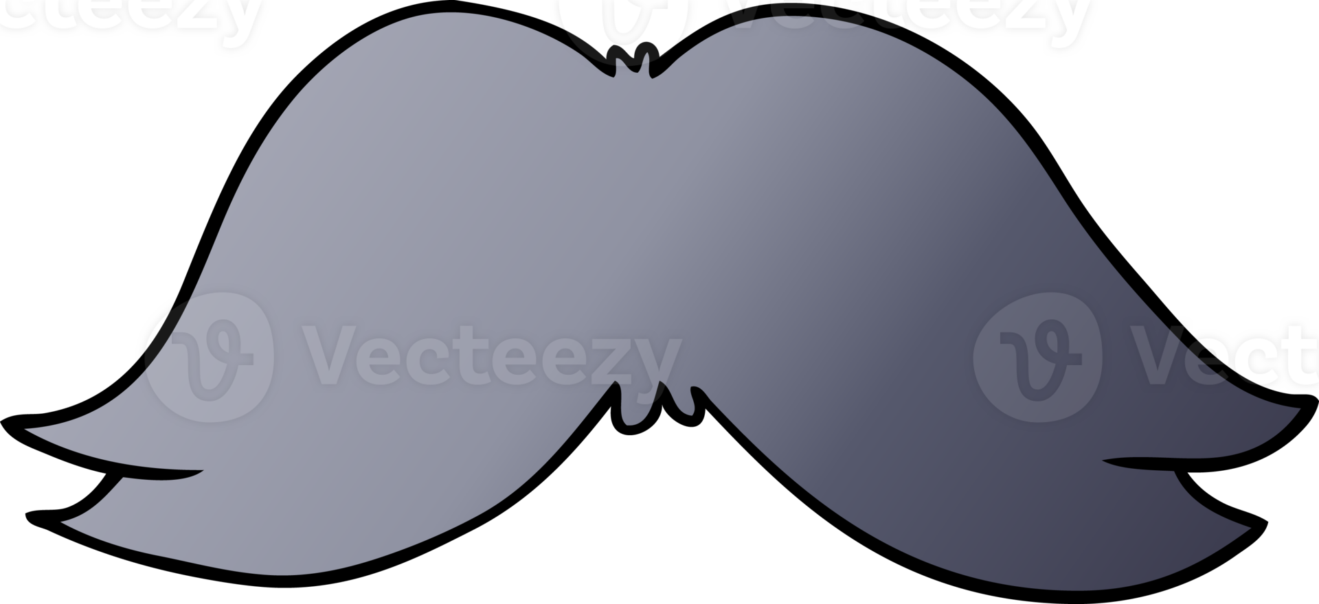 hand drawn gradient cartoon doodle of a mans moustache png