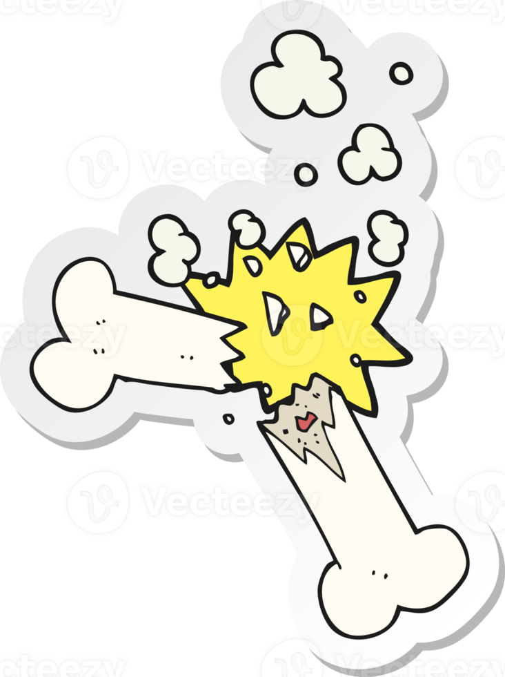 sticker of a cartoon broken bone png