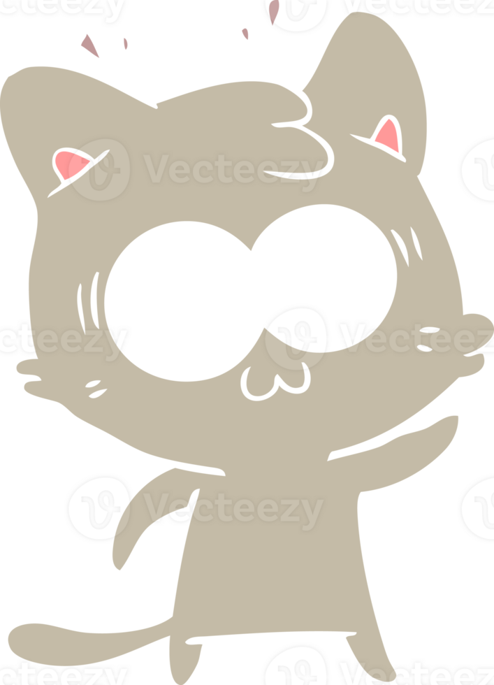 flat color style cartoon surprised cat png