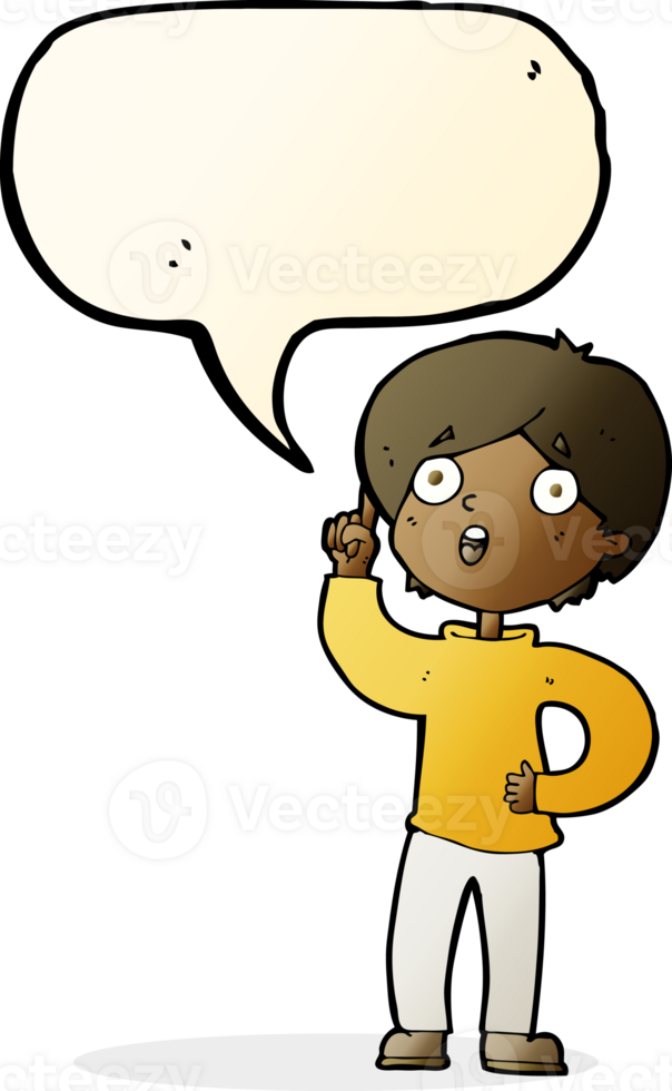 cartoon boy with idea with speech bubble png