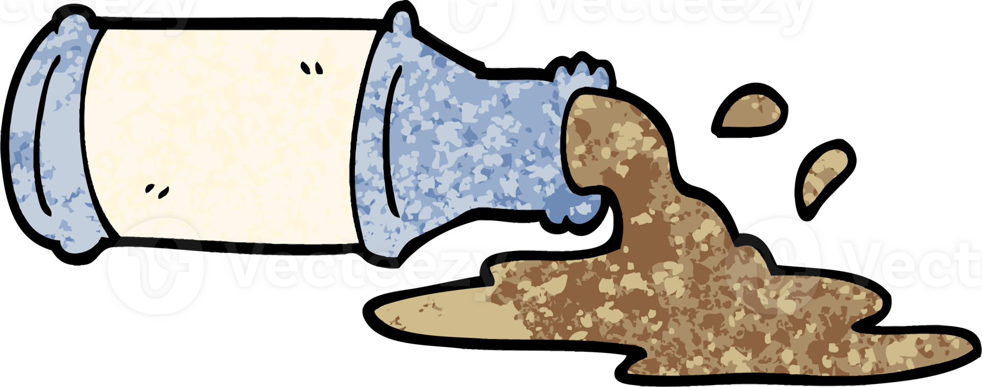 grunge illustration texturée dessin animé bière renversée png