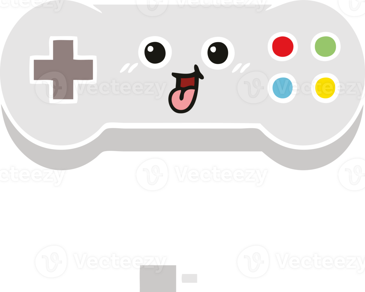 flat color retro cartoon of a game controller png