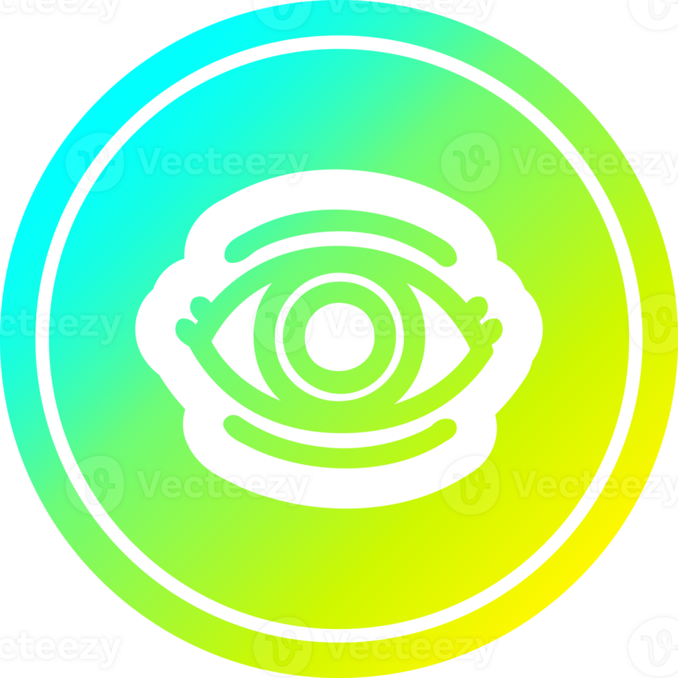 staring eye circular icon with cool gradient finish png