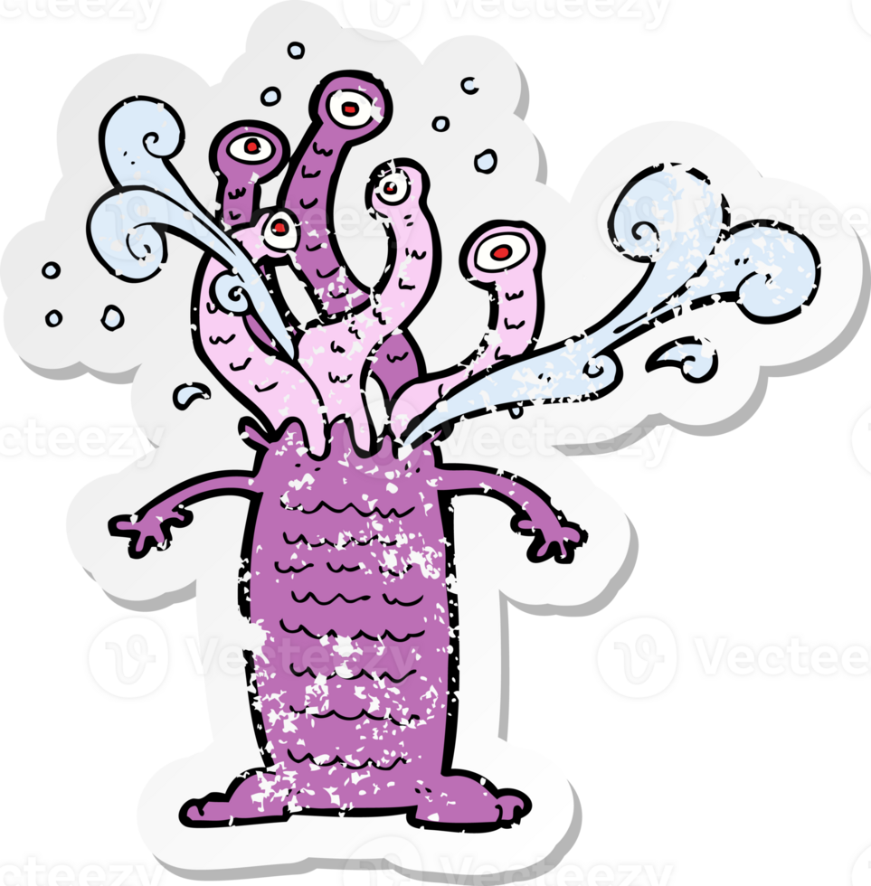 retro distressed sticker of a cartoon monster png