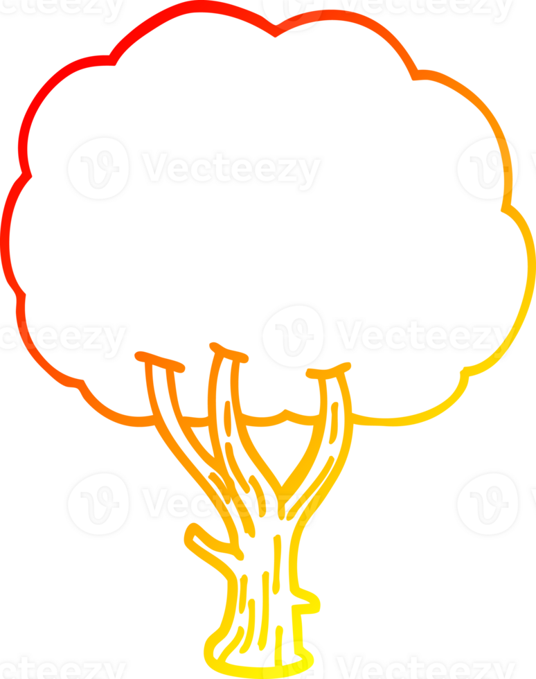 warm gradient line drawing of a cartoon blooming tree png