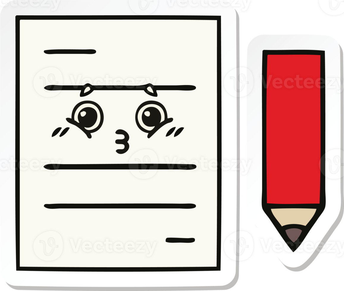sticker of a cute cartoon test paper png
