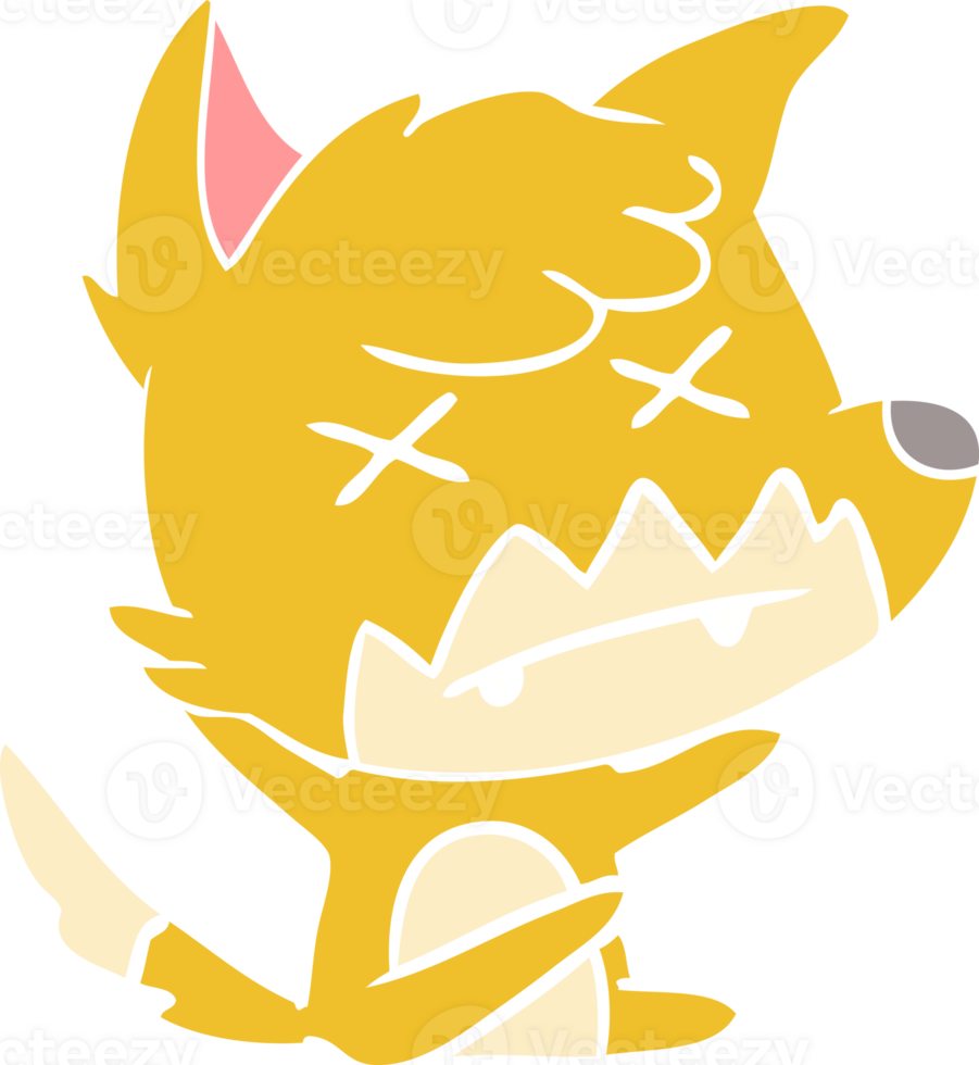 flat color style cartoon cross eyed fox png