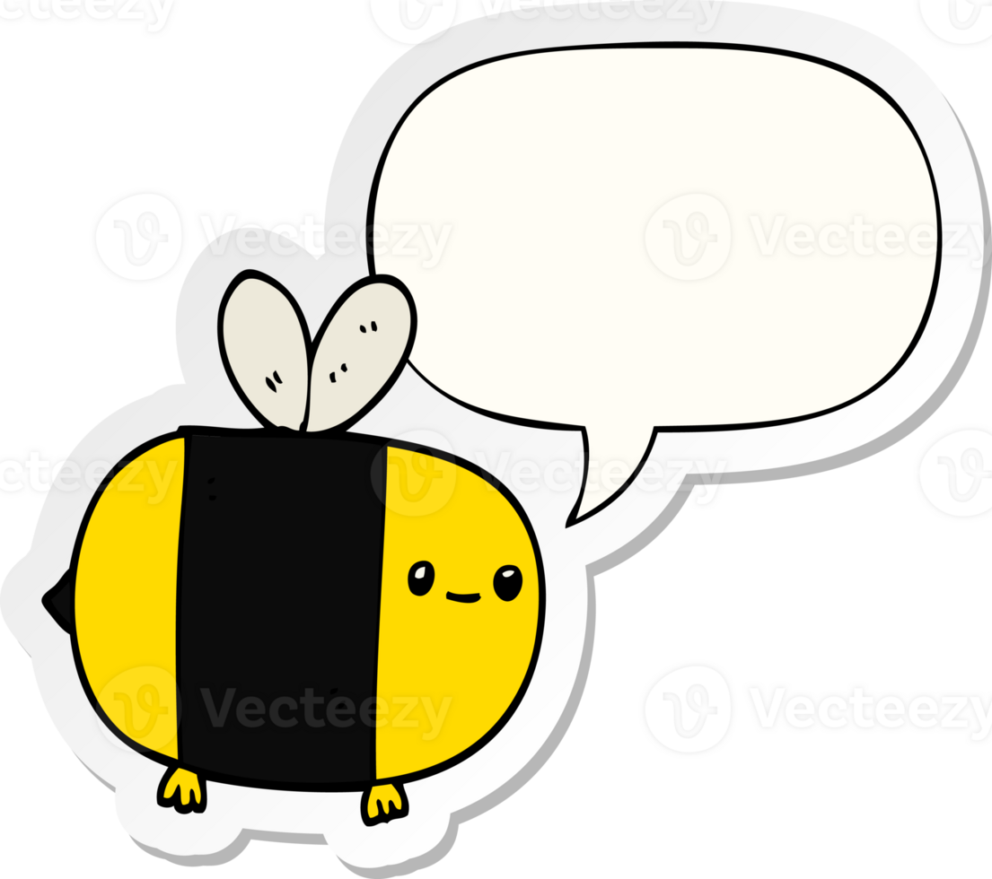 cute cartoon bee with speech bubble sticker png