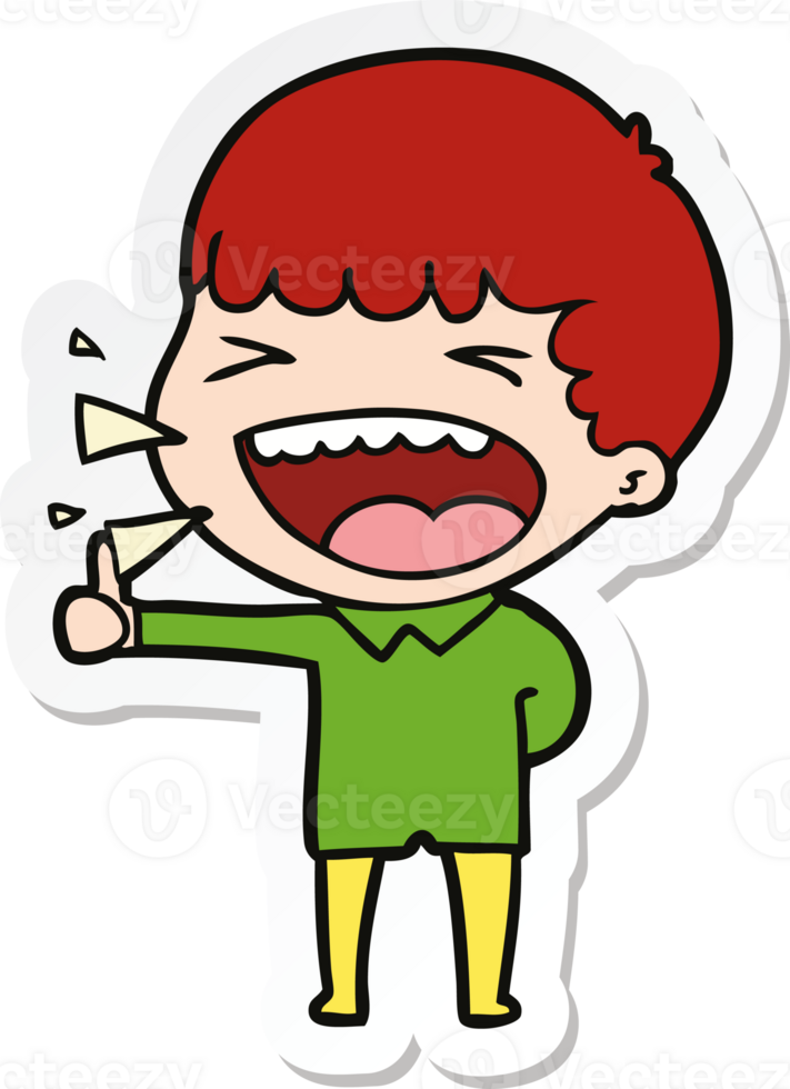 sticker of a cartoon laughing man png
