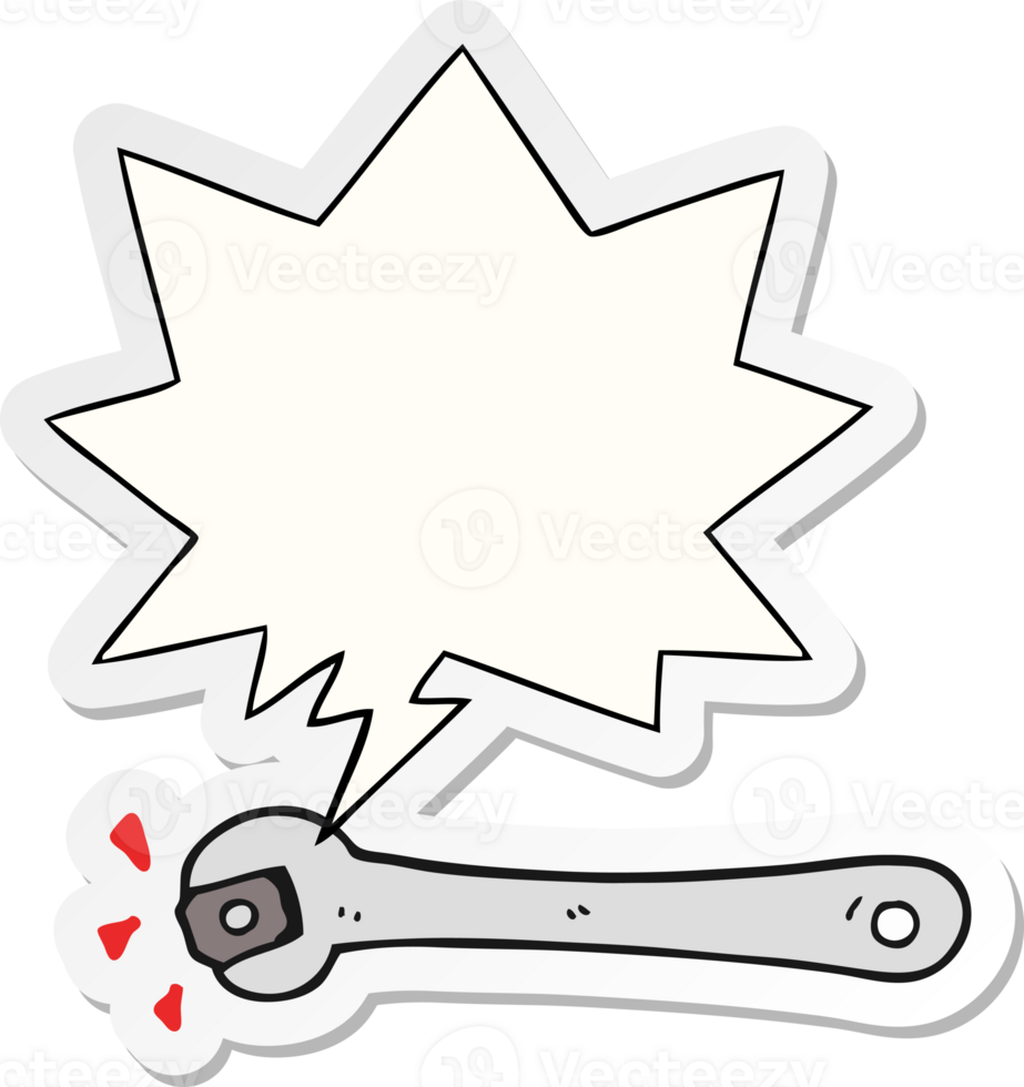 cartoon spanner turning nut with speech bubble sticker png