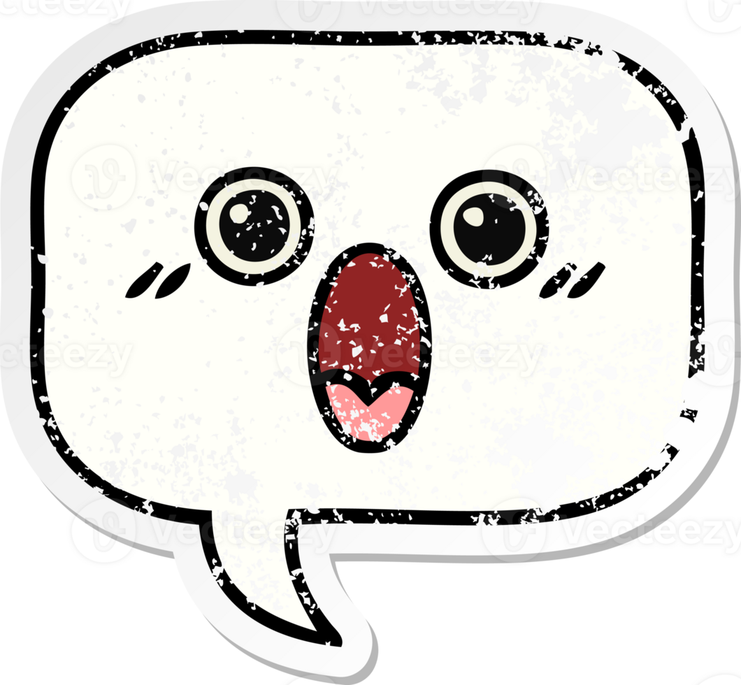distressed sticker of a cute cartoon speech bubble png