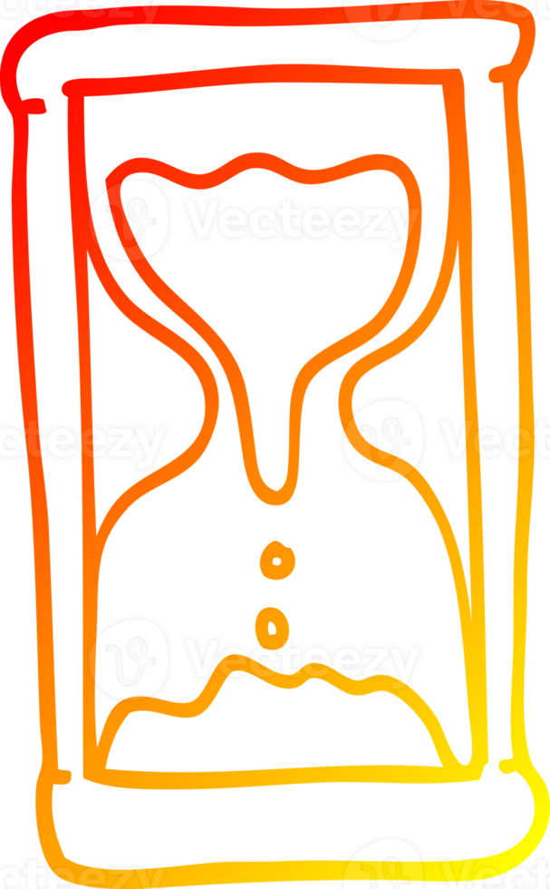 warm gradient line drawing of a cartoon hourglass png