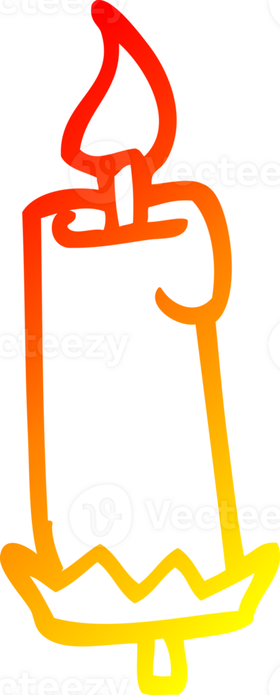 warm gradient line drawing of a cartoon lit candle png
