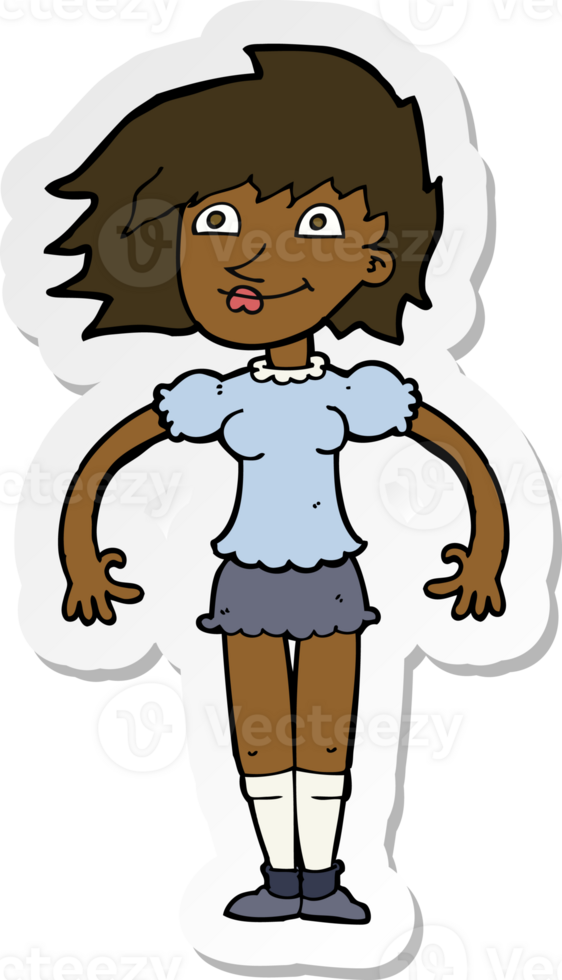 sticker of a cartoon happy woman png