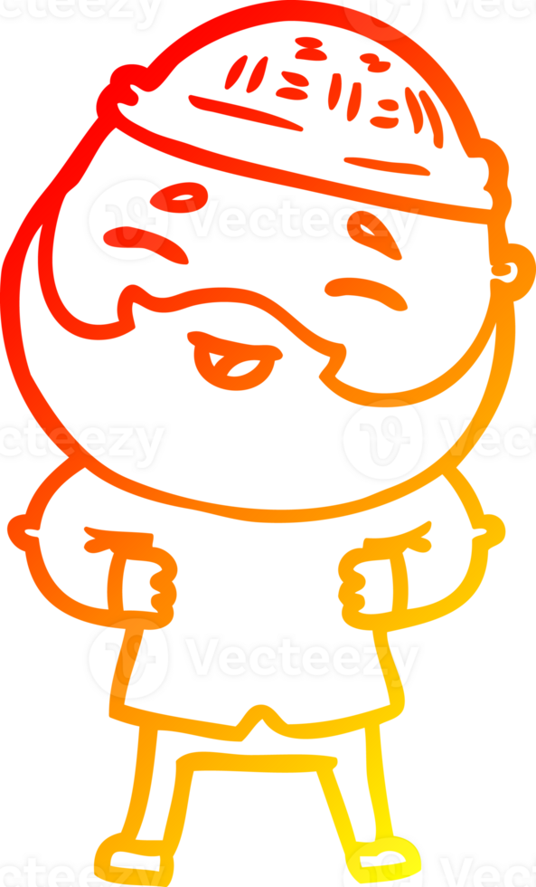 warm gradient line drawing of a cartoon happy bearded man png