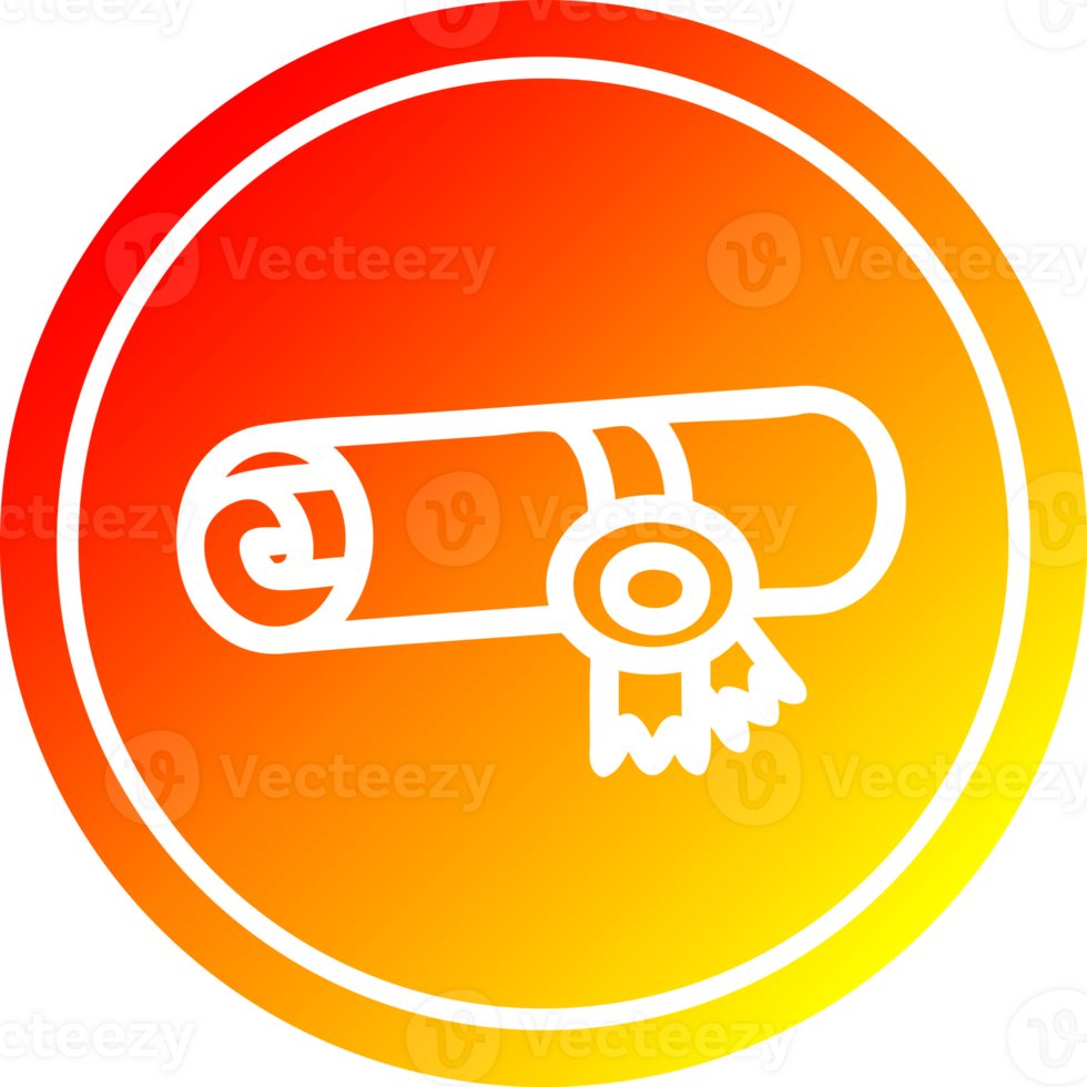 diploma certificate circular icon with warm gradient finish png