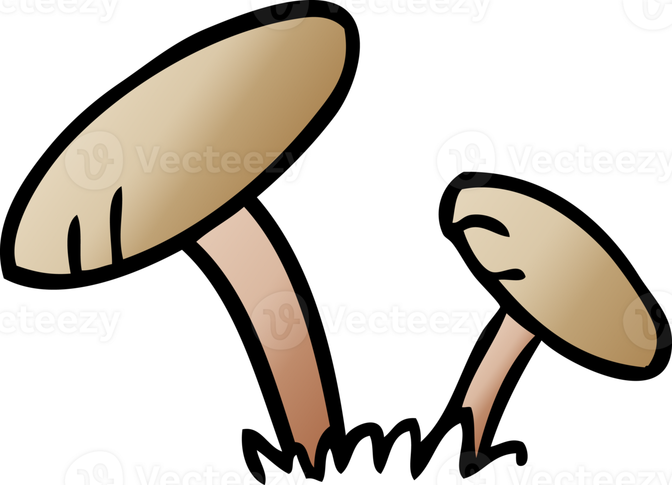 hand drawn gradient cartoon doodle of some mushrooms png