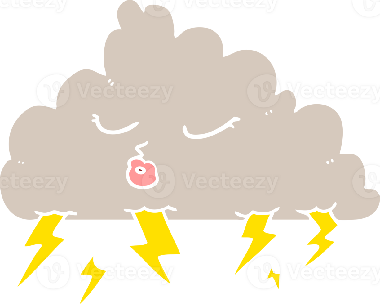 flat color style cartoon thundercloud png