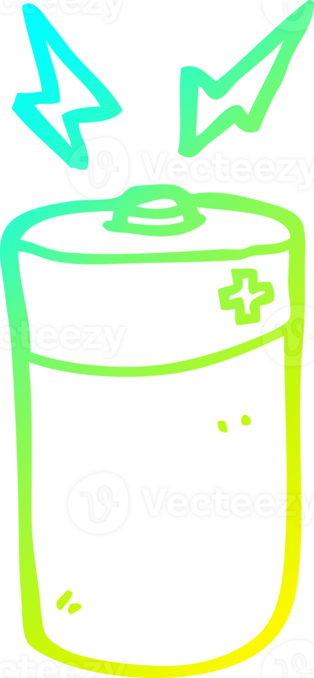 cold gradient line drawing of a cartoon battery png