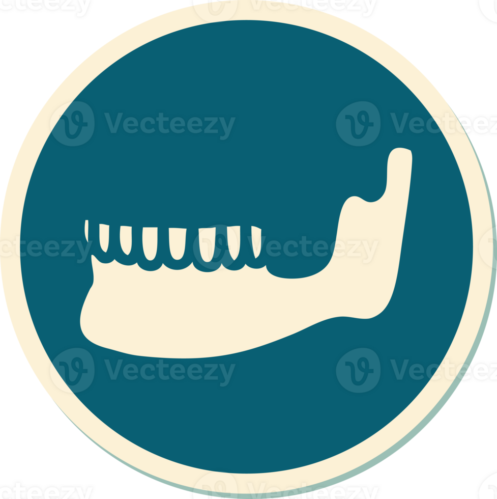 sticker of tattoo in traditional style of a skeleton jaw png