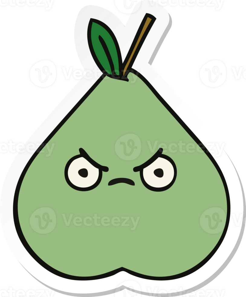 sticker of a cute cartoon green pear png