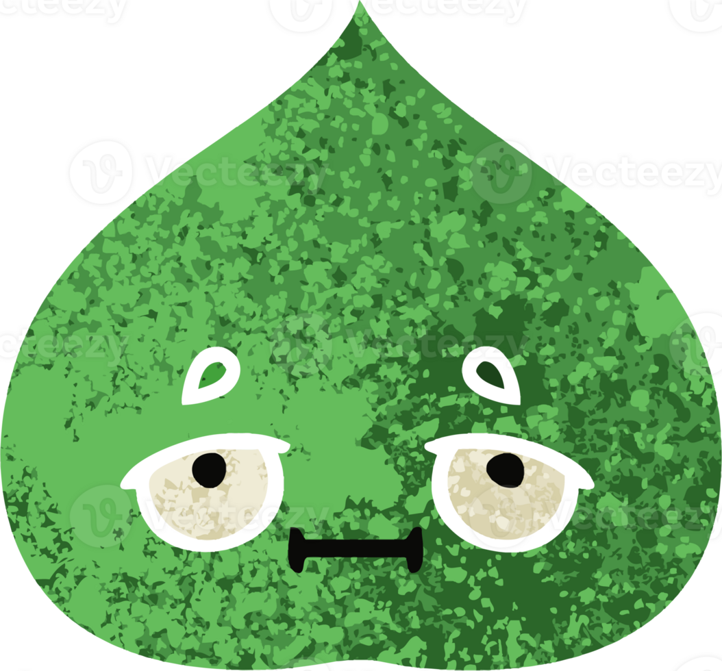 retro illustration style cartoon of a expressional leaf png